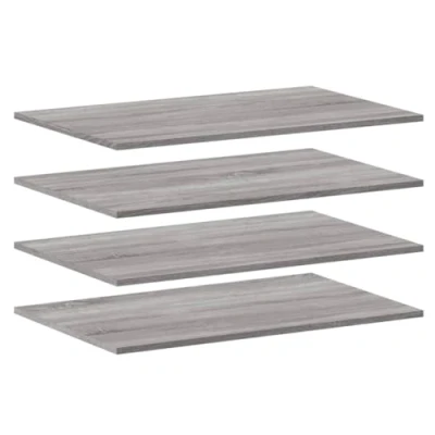 Image of vidaXL Grey Sonoma Engineered Wood Wall Shelves Floating Display Shelving Set, 4 pcs, 80x50x1.5 cm, for Living Room &amp; Office