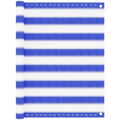 Image of vidaXL HDPE Balcony Screen UV and Mould Resistant, Wind Permeable, Easy Installation with Rope, Blue White, 90x500 cm Size