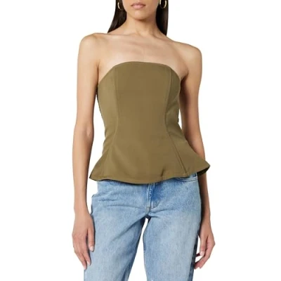 Image of The Drop Women&#039;s Alejandra Strapless Corset Top, Capers Olive, XS