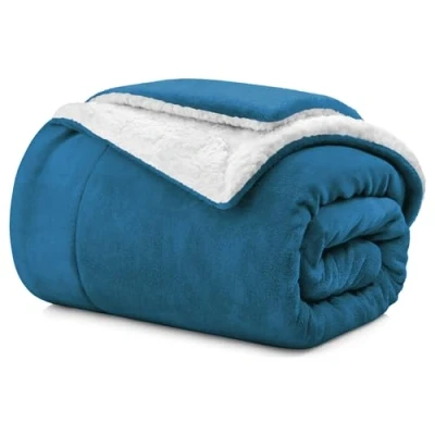 Image of Aspire Homeware Sherpa Fleece Blanket Reversible Plush Soft Fluffy Blankets Thick Bed Throws Microfiber Throw for Sofa (Teal, Double (150 x 200 cm))
