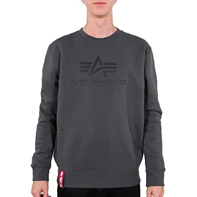 Image of Alpha Industries Men&#039;s Basic Sweater Sweatshirt, Opaque, Greyblack/Black, M
