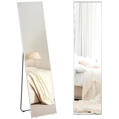 Image of HOMCOM Full Length Mirror Wall Mounted, 160 x 40 cm Freestanding Rectangle Dressing for Bedroom, Living Room, Black Frame
