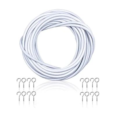 Image of ORNACH curtain Wire Premium with 8 Hooks and Eye Fittings, Durable Expandable Cord &amp; Plastic Coated Steel NET Easily to Use(3m, 4m, 10m) (3m)