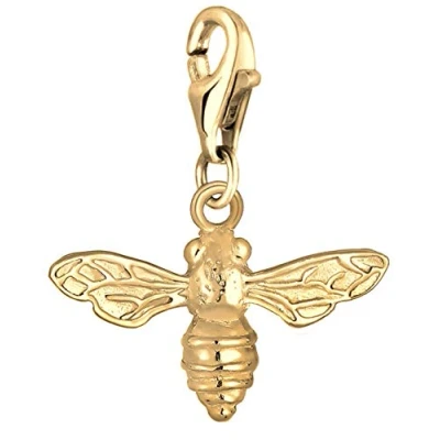 Image of Nenalina Golden Bee Carabiner Charm Pendant for Bracelet 925 Sterling Silver 0403261319, Glass, Crystal