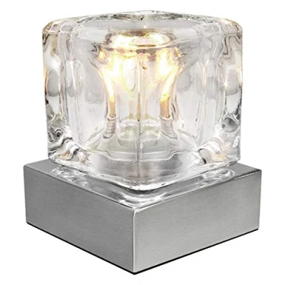 Image of Ambient Glass Ice Cube Touch Dimmable Table Lamp Chrome Brush Satin Base with G9 Bulb M0112