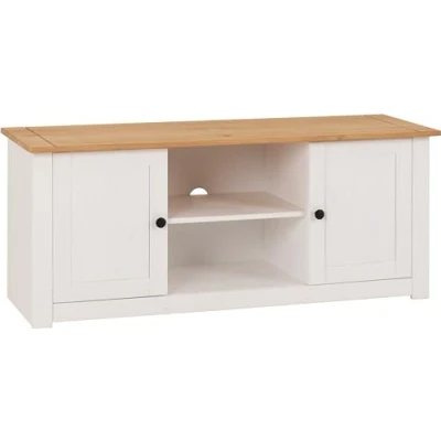 Image of Seconique TV Unit, Engineered Wood, White/Natural Wax, W 1200mm x D 400mm H 505mm