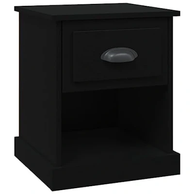 Image of vidaXL Black Bedside Cabinet Stylish Nightstand and Side Table with Spacious Compartments Engineered Wood Construction Ideal for Bedroom or Study