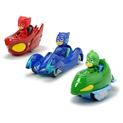 Image of Majorette 203143000 PJM Giftpack PJ Masks Yoyo Dickie Toys Set of 3 Gift Consisting of: Cat Car, Owl Glider and Gekko Mobile, 7 cm, from Years, Green/Blue/Red