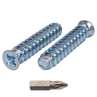 Image of SKIR&#039;CO (100 pcs) Zinc Plated Euro Screws 6.2 x 30 mm, Drawer Runner Screws, Flat Countersunk Head, Hinge