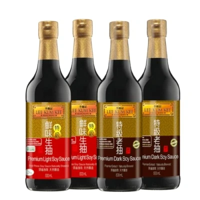 Image of Lee Kum Kee Premium Light Soy 500ml &amp; Dark Cooking Sauce (Bottle of 4)