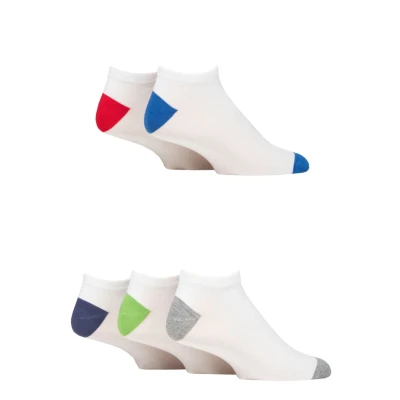 Image of Mens 5 Pair SOCKSHOP Wildfeet Bamboo Trainer Socks White Blue Heel &amp; Toe 7 11