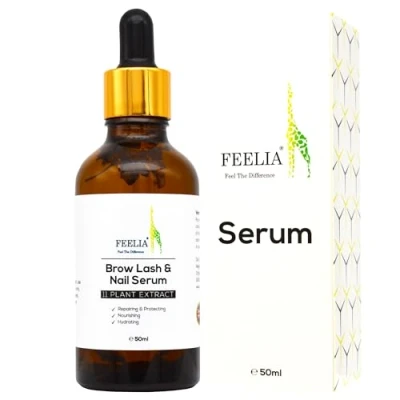Image of Feelia Brow Lash &amp; Nail Serum, For Healthy Growth With Argan, Castor, Red Rasberry, Passion Fruit Seed, Hydrating, Nourishing, Rich in Vitamins A E, 11 Plant Extract 50ml