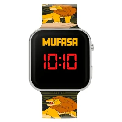 Image of Disney Kids Boys Lion King Mufasa Black Silicone Strap LED Digital Watch LKG4010