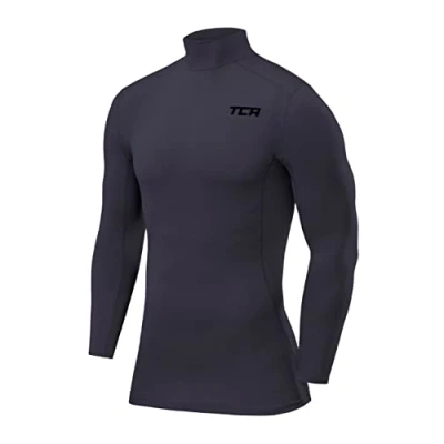 Image of TCA Boys&#039; Pro Performance Compression Base Layer Long Sleeve Top Mock Neck Graphite, 8 10 Years