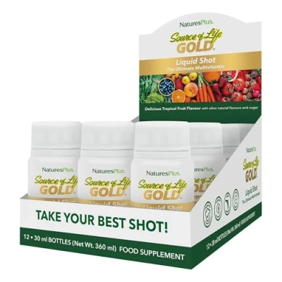 Image of NaturesPlus Source of Life Gold Multivitamin Liquid Shot, 30 ml High Potency Whole Food and Mineral Energy, Immunity, Antioxidants Vegetarian, Gluten Free Case 12