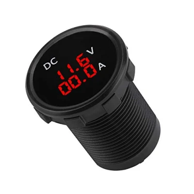 Image of Digital Voltmeter Ammeter, 12 24V Ammeter Voltage Current Meter Red LED Display for Car Motorcycle Boat ATV Camper Caravans