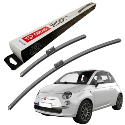 Image of Silbak Windscreen Wipers, competible for FIAT 500C (07/2009 ONWARDS) Front Wiper Blades, 600mm/350mm