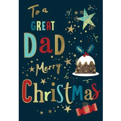 Image of Avant Garde Studios Modern Christmas Card, Dad, grey 9 x 6 inches Piccadilly Greetings