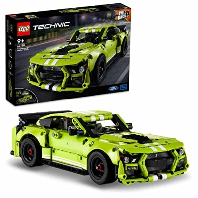 Image of LEGO Technic Ford Mustang Shelby GT500 Set, Pull Back Drag Toy Race Car Model Building Kit, Gifts for Kids and Teens with AR App Play Feature 42138