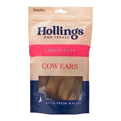 Image of Hollings Cow Ears Dog Treats, 100% Natural &amp; Nutritious Long Lasting Chew Treats for Adult Dogs, Grain Free High in Protein, Pack of 1 (10 Pieces)