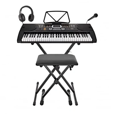Image of Gear4music Digital Keyboard Piano Kit with Stand &amp; Bench 61 Key