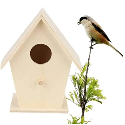 Image of Bird Nesting Box House Natural Wood Hanging Nest Home Birds for Garden Outdoors Tree Balcony