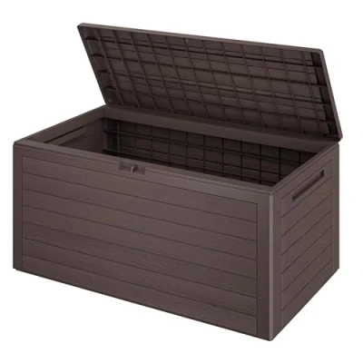 Image of CASARIA® Outdoor Garden Storage Box 280L Waterproof Plastic, Lockable Container w/Lid Cushion Blanket Out Door Chest Parcels, Tools, Toys 120x46x57cm Brown
