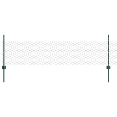 Image of vidaXL Fence Posts 11 pcs U Channel Green 60 cm Steel