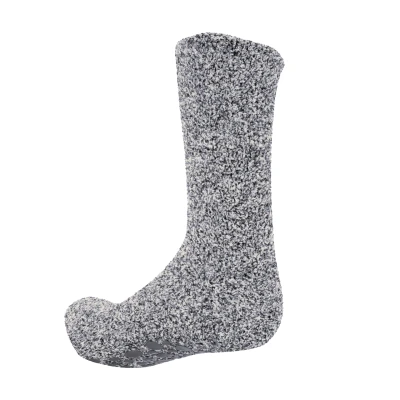 Image of FLOSO® Mens Warm Slipper Socks With Rubber Non Slip Grip (UK 6 12 (EURO 39.5 47)) (Grey)