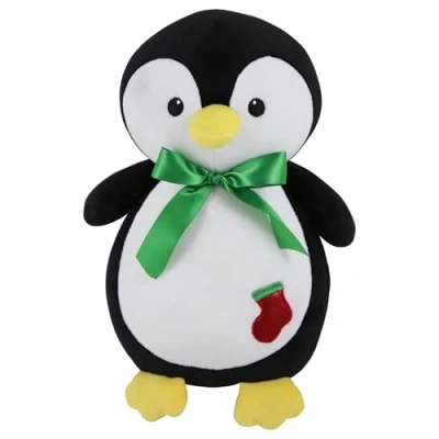 Image of Eurowrap 8&quot; Plush Christmas Soft Toy Penguin Themed Adorable Perfect for Children, Gifts, Presents Kids