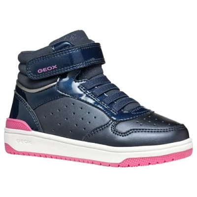 Image of Geox Washiba GIRL Hightop trainers for kids, Size: 9K, Navy Imitation leather/ textile