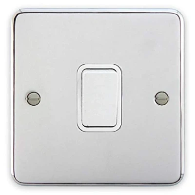 Image of Deta 1903CHW Light Switch 1 Gang 2 Way 10 Amp Polished Chrome/White Insert