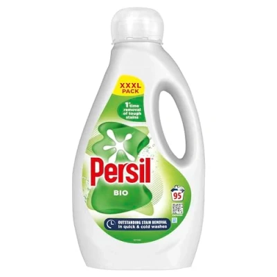 Image of Persil Bio Laundry Washing Liquid Detergent 1st time removal of tough stains outstanding stain in quick &amp; cold washes 95 (2.565 L)