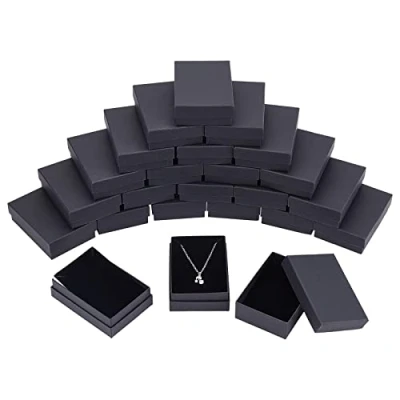 Image of NBEADS 60 Pack Cardboard Jewelry Boxes, Jewellery Gift Box Black Ring Necklace for Necklaces, Earrings and Rings, 9x6.5x2.8cm