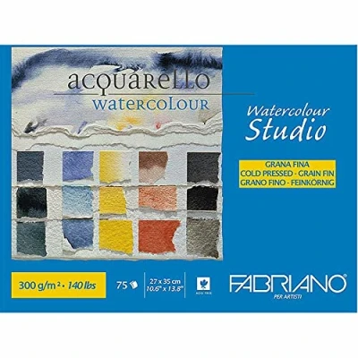 Image of Honsell Fabriano Watercolour 75302735 Card Jumbo Block Glued at Top 300 g/m² 27 x 35 cm 75 Sheets Natural White Fine Grain Acid Velvety Surface