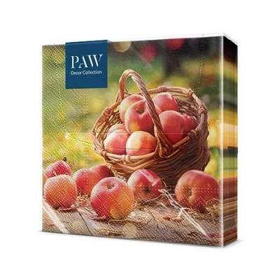 Image of PAW Napkins 3 Ply (33 x 33 cm) I 20 pcs Perfect for Birthdays, Parties, Meetings Autumn Table Decoration Coloured Paper Apple Basket Garden Apples