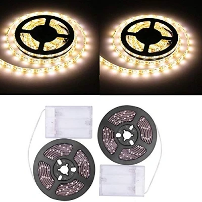 Image of Sunboia Battery LED Strip Lights 2Pack 1m,30 Waterproof,Self Adhesive,Cuttable for Bedroom Mirror Kitchen Cabinet Patio Indoor Outdoor Decor Warm White