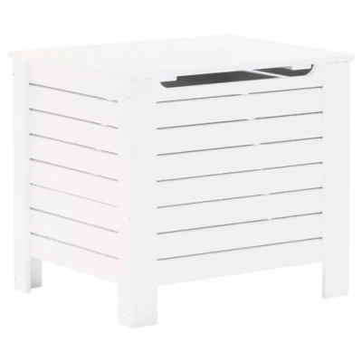 Image of vidaXL Solid Pine Storage Box/Chest with Lid 60x49x54 cm White Wooden Decorative Trunk for Blankets/Toys/Clothing