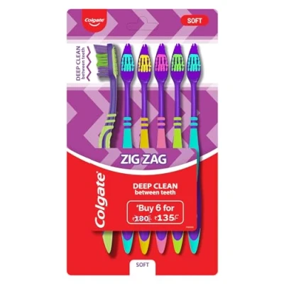 Image of Colgate ZigZag Toothbrush (Soft, Pack of 6) Made in India