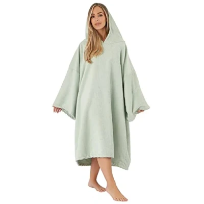 Image of OHS Towel Poncho Adult Hooded Large Bath Swim Surf Beach Absorbent Microfiber Dry Changing Robe for Men Boys Quick Dry, Sage Green