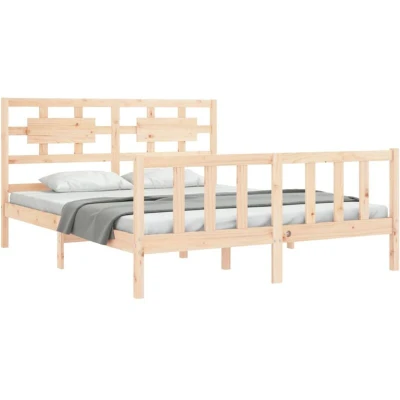 Image of vidaXL Bed Frame without Mattress King Size Solid Wood Pine