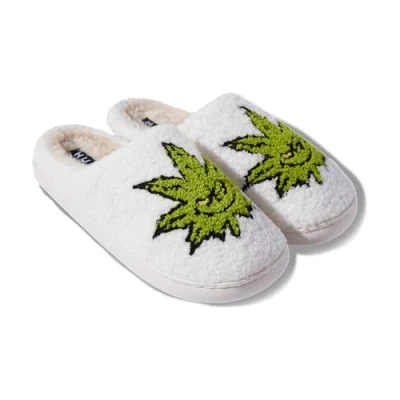 Image of HUF Greench Buddy Fuzzy Slipper 100% Polyester Ultra Cozy for Men, Natural, XS