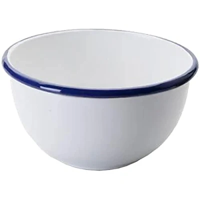 Image of Ibili Blanca Bowl 20x12 cm of Enamelled Steel, White/Blue, 20 x 12