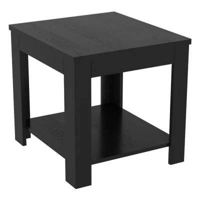 Image of AVF Calibre Side Table Oak Effect Coffee with Shelf. Perfect for Living room, Lounge, Bedroom. 50cm x 45cm 44.7cm high (Black Oak)