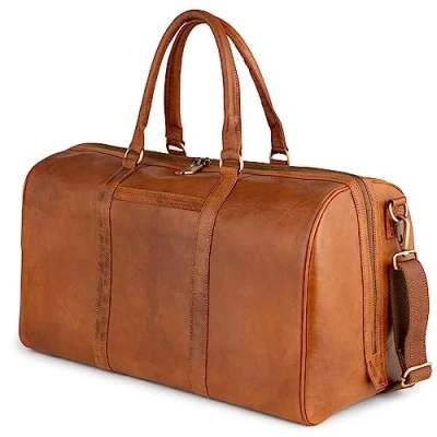 Image of Berliner Bags vintage Weekender Boston Leather Travel Duffel Bag Sports Large 40L for Men and Women brown,