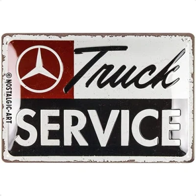 Image of Nostalgic Art Retro Metal Sign 20 x 30 cm Daimler Truck Service Gift Idea for Car Lovers Vintage Design