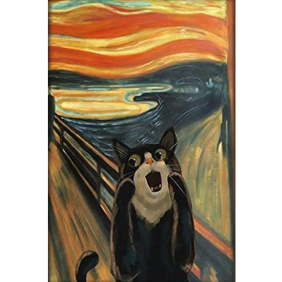 Image of LINQWkk Wall Poster Metal Plaque Black Cat Scream Modern Home Art for Kitchen Bar Coffee Shop 8x12inch