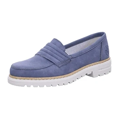 Image of Rieker Women&#039;s 54855 Loafers, Light Blue, 8 UK