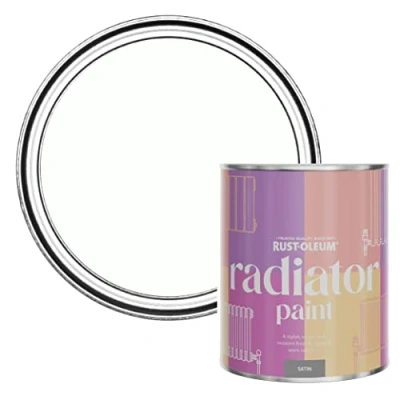 Image of Rust Oleum White Heat Resistant Radiator Paint in Satin Finish Chalk 750ml