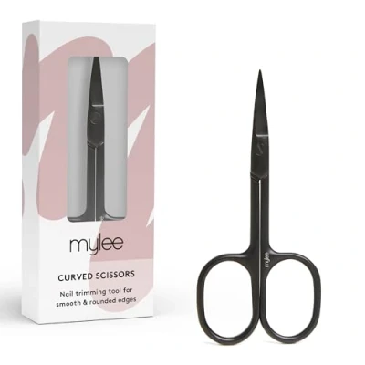 Image of Mylee Curved Edge Nail Scissors Professional, Sleek, Matte Black, Stainless Steel, Salon Quality for Precision Trimming and Smooth, Rounded Edges